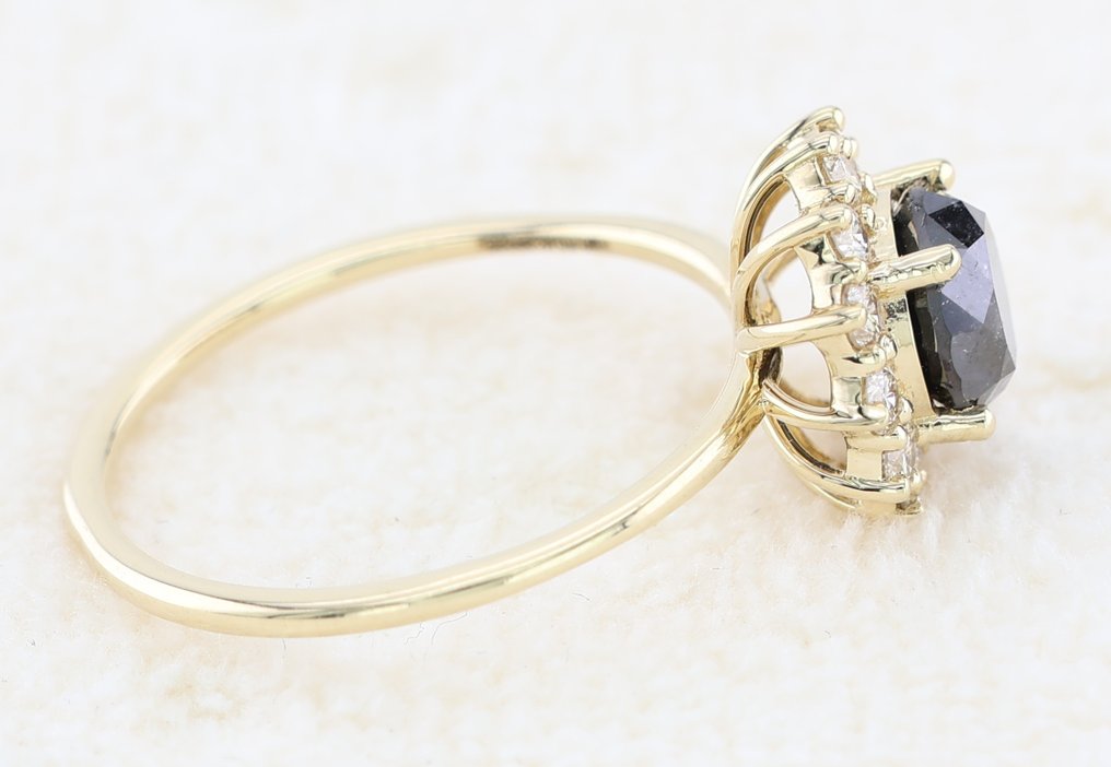Forlovelsesring - 14 karat Gulguld - 1.73ct. tw. Sort Diamant (Farvebehandlet) - Diamant - Naturlædt sort diamant #2.1