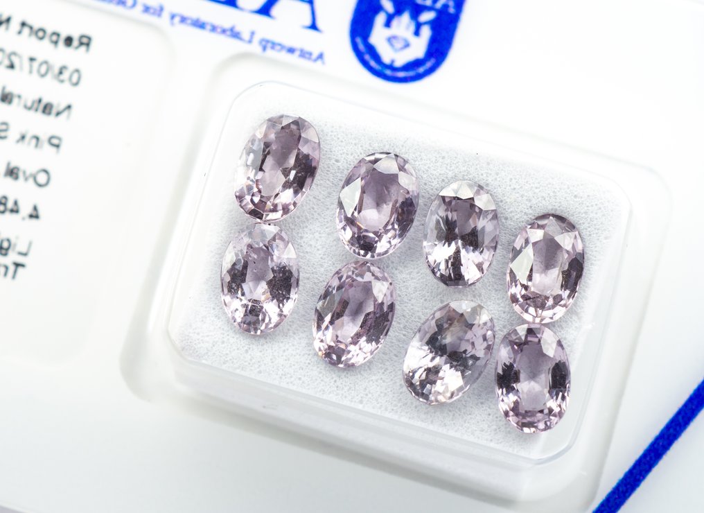没有保留价 - 8 pcs  尖晶石  - 4.48 ct - 安特卫普宝石检测实验室（ALGT） - 浅粉色 #2.1