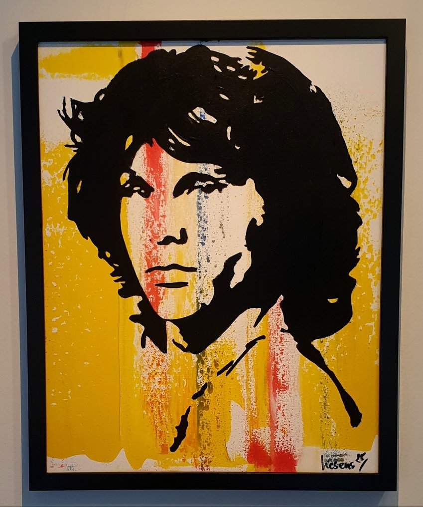 Liesens - Jim Morrison (On Canvas handpainted) met lijst #1.0