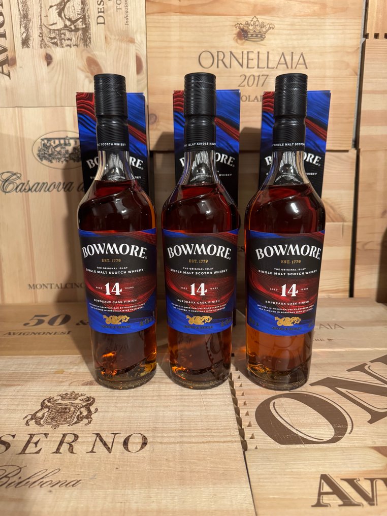 Bowmore 14 years old Bordeaux Cask Finish - Travel Exclusive Series - 70cl - 3 bottles #1.0