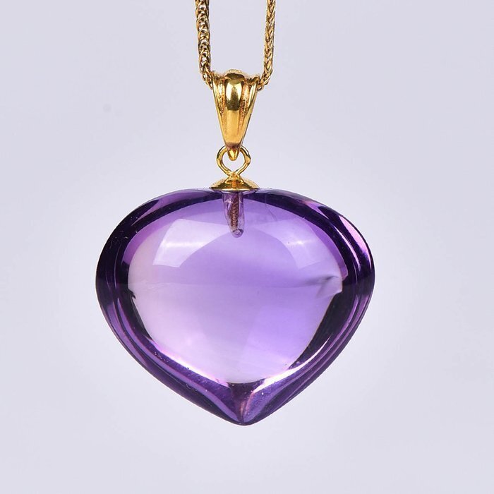 Κολιέ με μενταγιόν - 18 καράτια Κίτρινο χρυσό Αμέθυστος #1.0