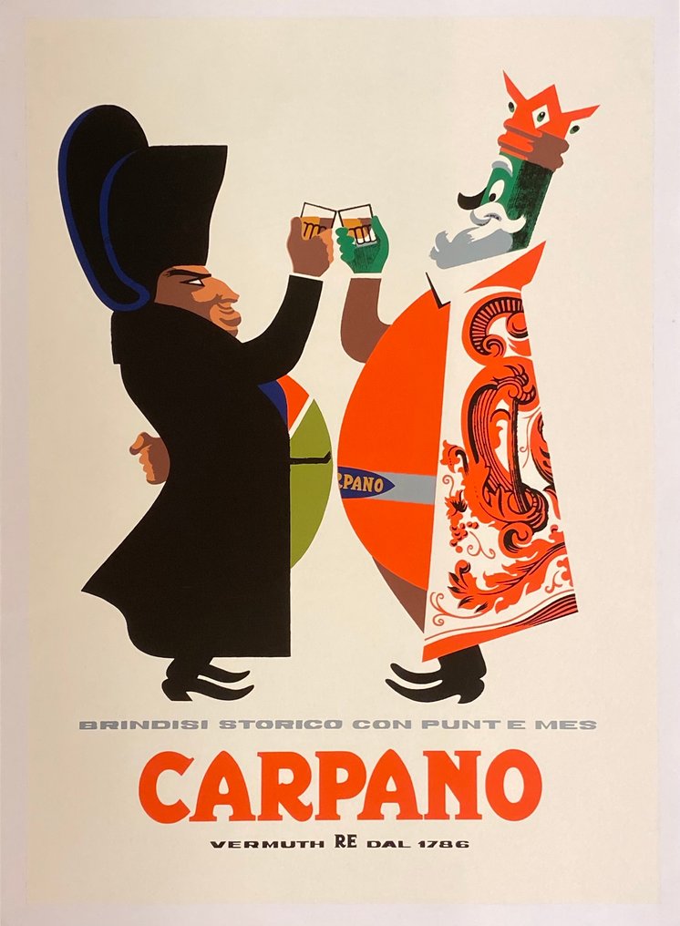 Armando Testa - Carpano - Brindisi Storico con Punt e Mes (Napoleone) - linen backed on canvas - Δεκαετία του 1960 #1.0