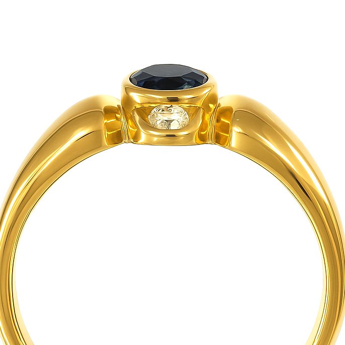 Δαχτυλίδι - 18 καράτια Κίτρινο χρυσό -  0.28ct. tw. Ζαφείρι - Διαμάντι #2.1