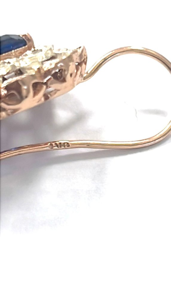 沒有保留價 - 耳環 - 9 節 銀, 玫瑰金 黃水晶 - 鉆石 #4.3