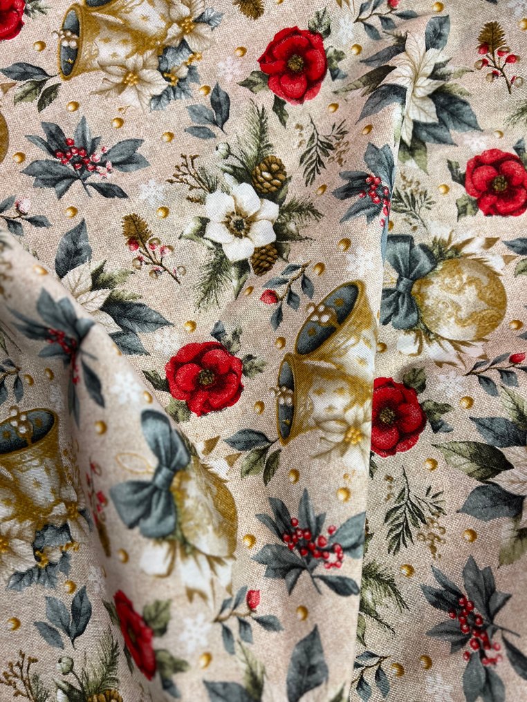 Allegro, țesătură de Crăciun cu clopotei și stele - Textil - 280 cm - 250 cm #2.1