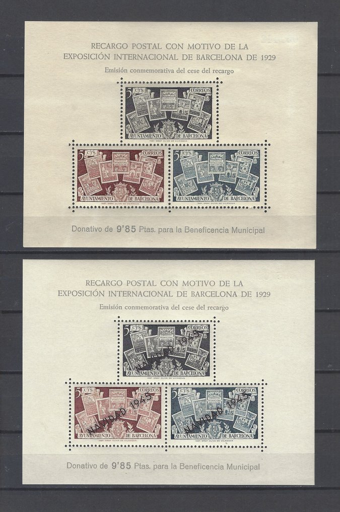 Espanja 1945 - Hojita Ay. Ei julkaistu Barcelonassa. - Edifil NE 31 + NE 32 #1.0