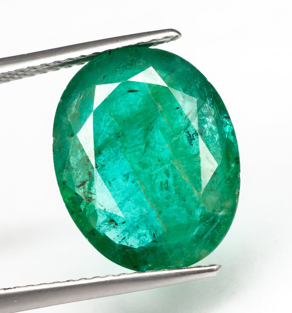 Fără preț de rezervă Smarald  - 6.41 ct - IGI (Institutul gemologic internațional) - Verde albăstrui intens #1.0