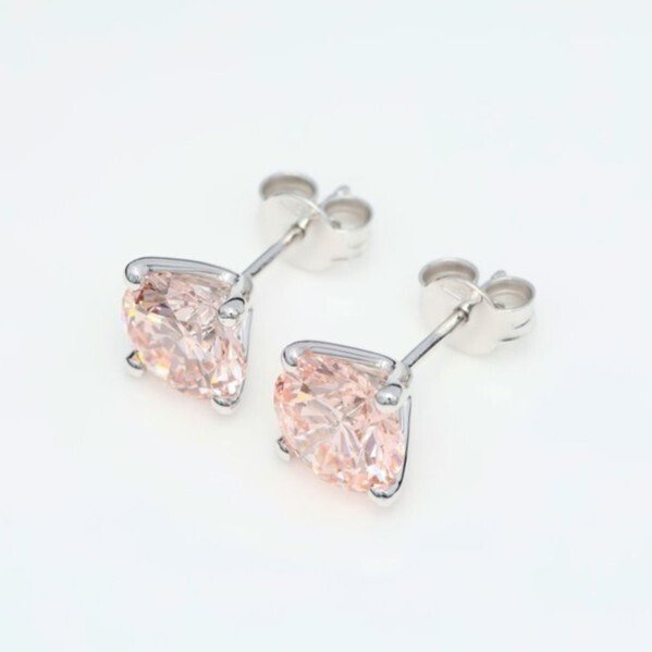 χωρίς τιμή ασφαλείας - Σκουλαρίκια - 14 καράτια Λευκός χρυσός - 4.85ct. tw. Ροζ Διαμάντι (Διαμάντια εργαστηριακής καλλιέργειας με φανταχτερά χρώματα) - Έντονο Ροζ - VVS2/VS1 #2.1