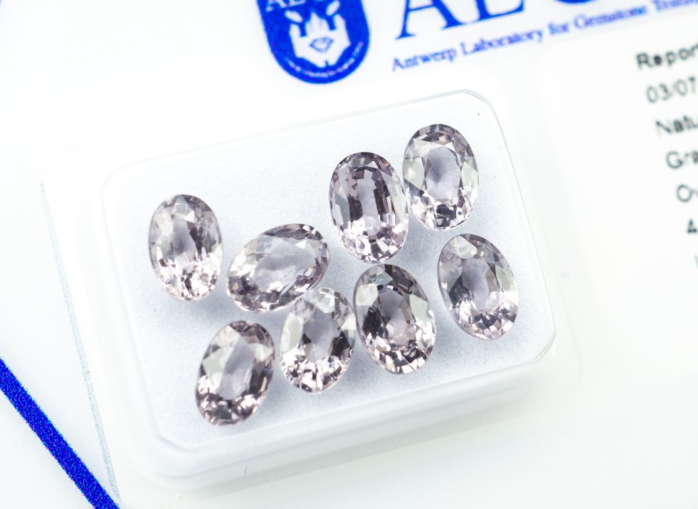 No Reserve Price - 8 pcs  Spinel  - 4.68 ct - Antwerp Laboratory for Gemstone Testing (ALGT) - Light gray-pink #1.0