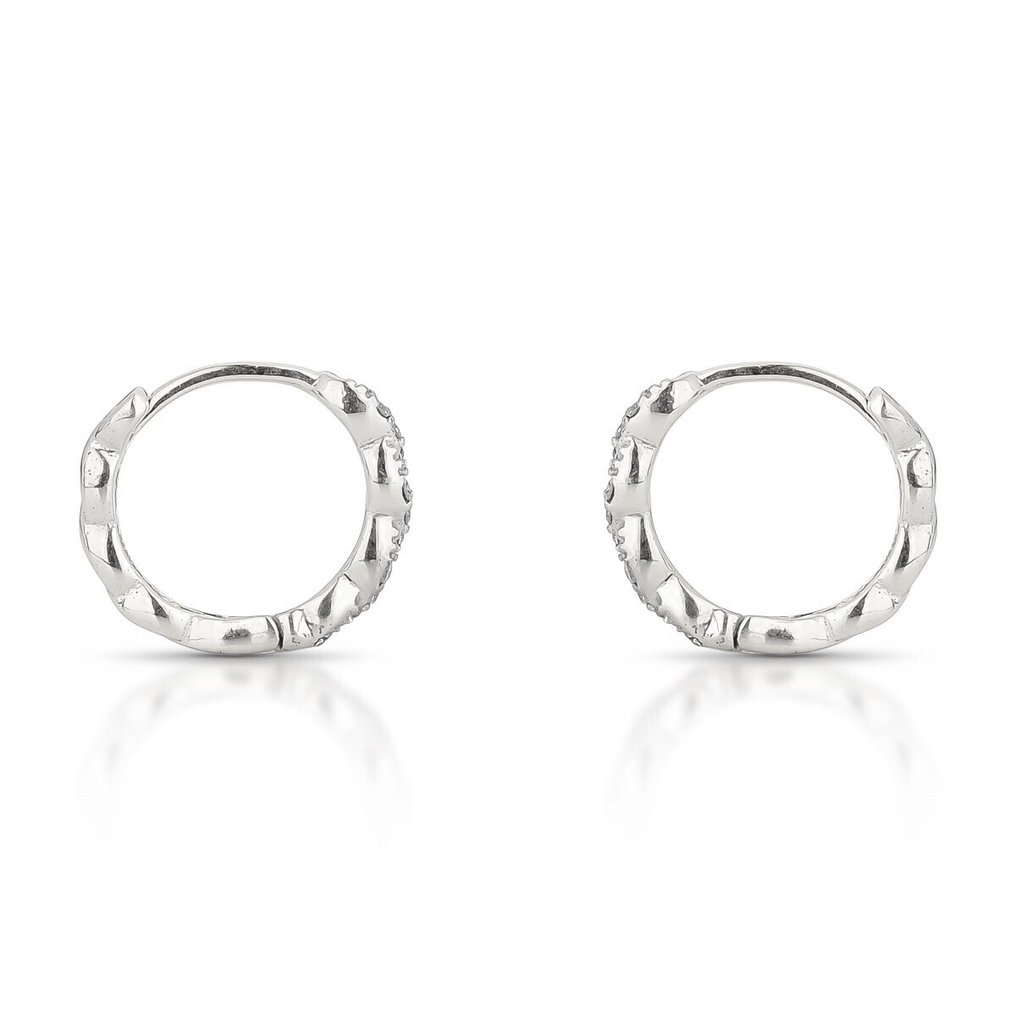 Nincs minimálár - Drop fülbevaló - 14 kt. Fehér arany -  0.20ct. tw. Gyémánt (Természetes)  - 802712 #3.2