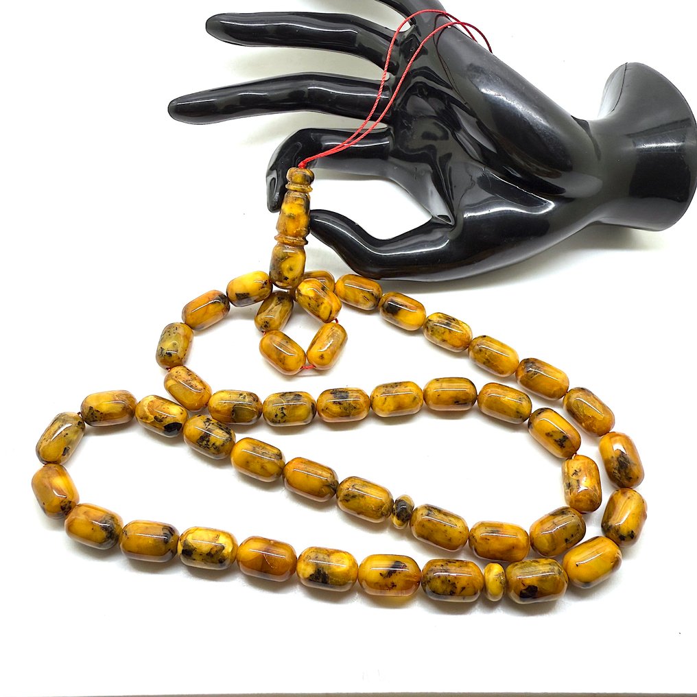 波罗的海琥珀 Tesbih 祈祷念珠串,胶囊款,尺寸15 x 9毫米,重50.0克 - 琥珀 - Baltic amber - succinite #3.2