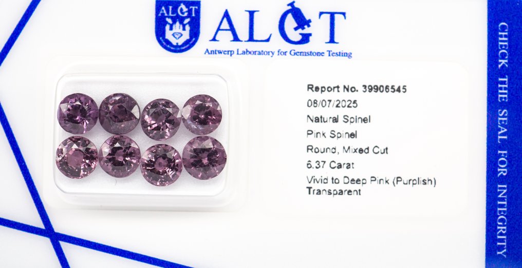 No Reserve Price - 8 pcs Spinel - 6.37 ct - Antwerp Laboratory for Gemstone Testing (ALGT) - Vivid to Deep Pink #3.2