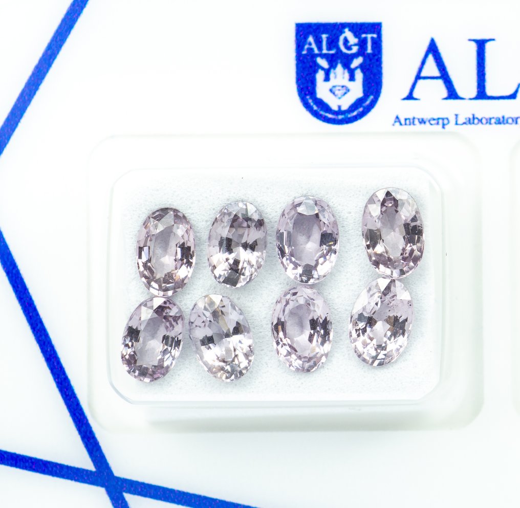 没有保留价 - 8 pcs  尖晶石  - 4.48 ct - 安特卫普宝石检测实验室（ALGT） - 浅粉色 #1.0