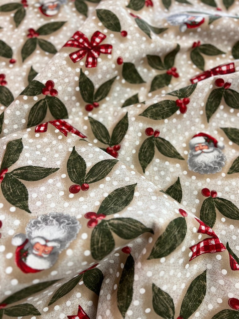 Χριστουγεννιάτικο ύφασμα με κισσούς και Άγιους Βασίληδες - Ύφασμα  - 280 cm - 250 cm #1.0