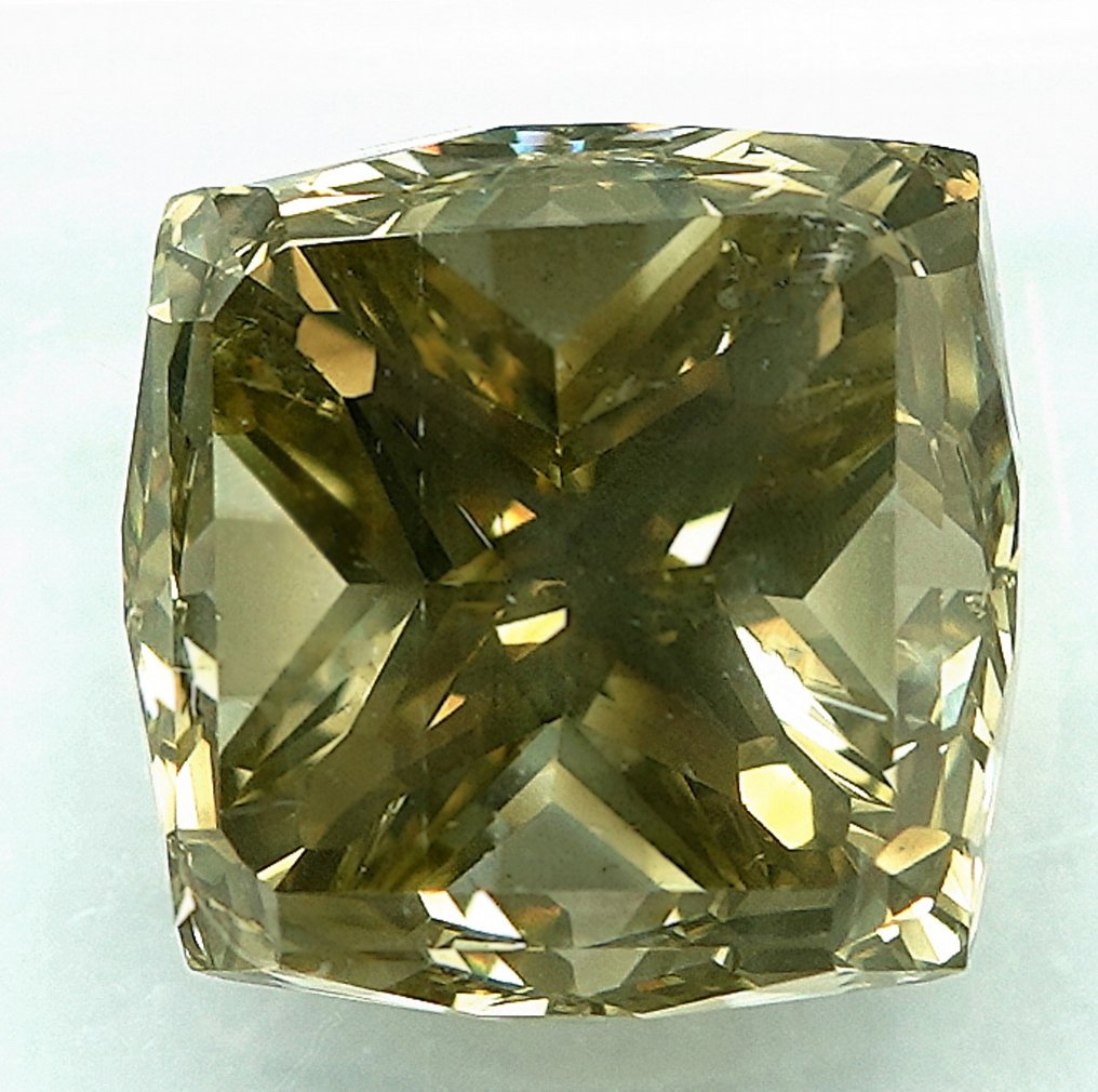 1 pcs Diamond  (Natural coloured)  - 5.52 ct - Square - Fancy Greyish Yellow - I1 - International Gemological Institute (IGI) #1.0