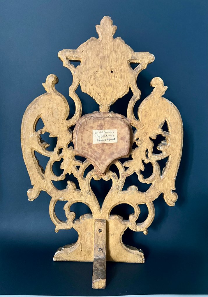  圣骨箱 - 纺织品, 玻璃, 木 - 1750-1800年 - D.N.J.C. 苦难柱 - 46 厘米  #3.2