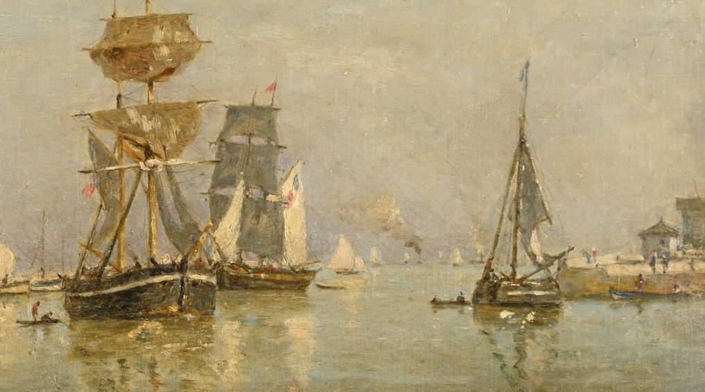 Louis-Alexandre Dubourg (1821-1891) - Voilier en rade d'Honfleur #4.3