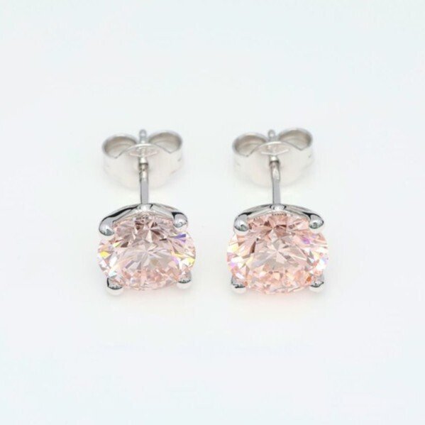 χωρίς τιμή ασφαλείας - Σκουλαρίκια - 14 καράτια Λευκός χρυσός - 4.85ct. tw. Ροζ Διαμάντι (Διαμάντια εργαστηριακής καλλιέργειας με φανταχτερά χρώματα) - Έντονο Ροζ - VVS2/VS1 #1.0