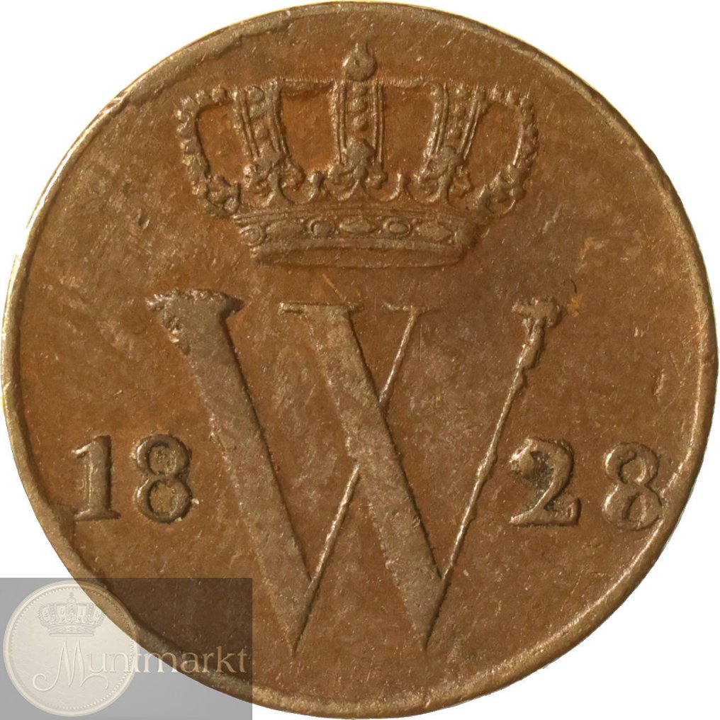 Holland. Willem I. 1/2 Cent 1828 Brussel ZELDZAAM #1.0