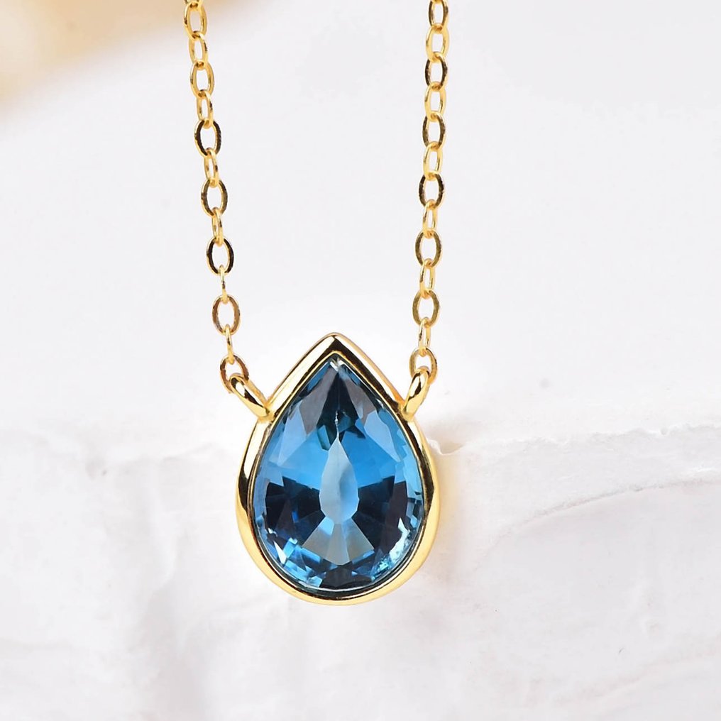 没有保留价 - 项链 银 - Topaz - 认证 #1.0