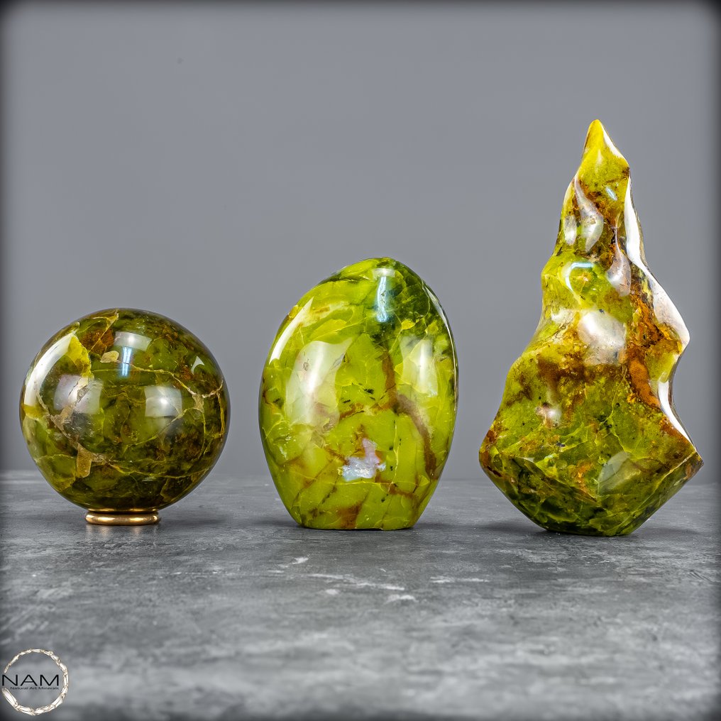 Opale Verde L'armonia del cuore: sfera, fiamma e forma libera in un'eleganza senza tempo- 1624.24 g - (3) #4.3