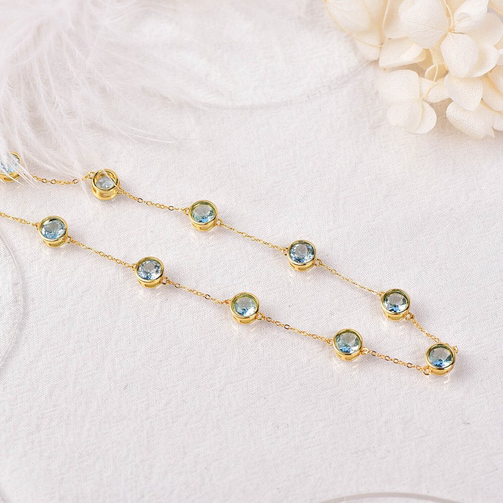 Fără preț de rezervă - Colier Argint - Topaz - Certificat #3.2