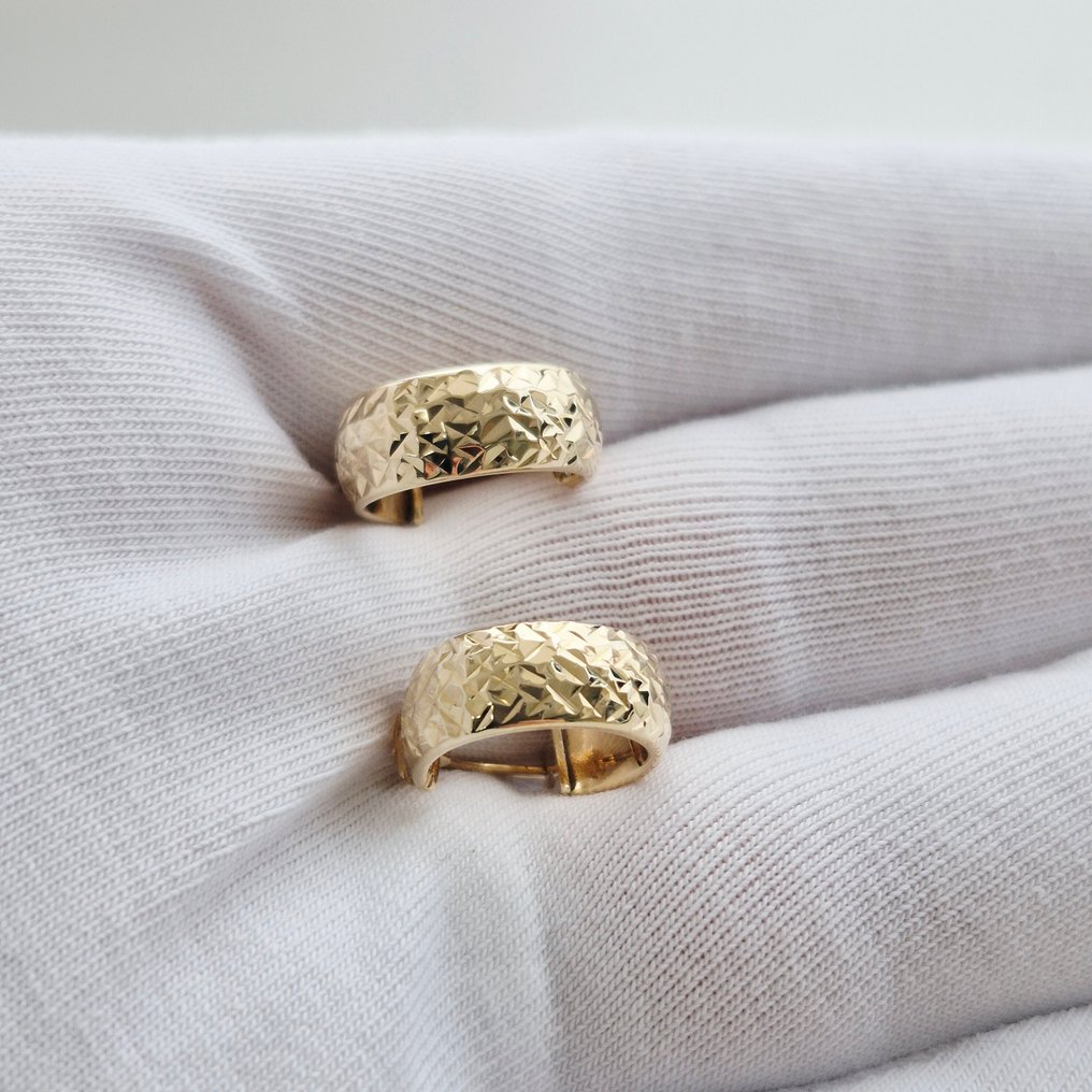 耳环 - 14K包金 黄金 - 钻石切割管 #1.0