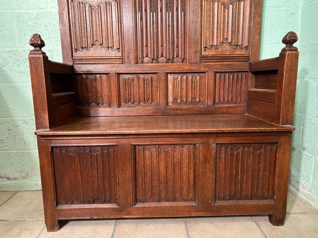 Neo-gotische kerkbank. - Skab - Egetræ #1.0