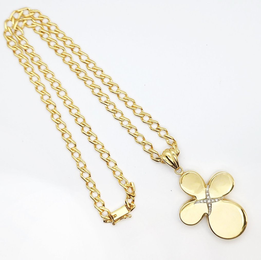 Σετ κοσμημάτων 2 τεμαχίων - 18 καράτια Κίτρινο χρυσό - 0.06ct. tw. Διαμάντι (Φυσικό) #1.0