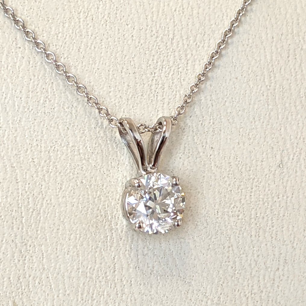 Ingen mindstepris - Halskæde med vedhæng - 14 karat Hvidguld -  0.90ct. tw. Diamant (Natur) - GWLab #3.2