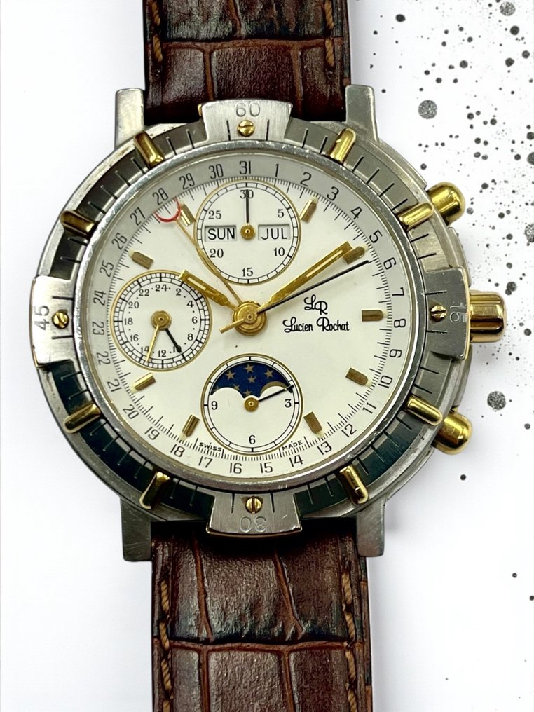 Lucien Rochat - Chronograph Automatic 18K Yellow Gold - 21 100 052 - Herre - 1980-1989  #1.0