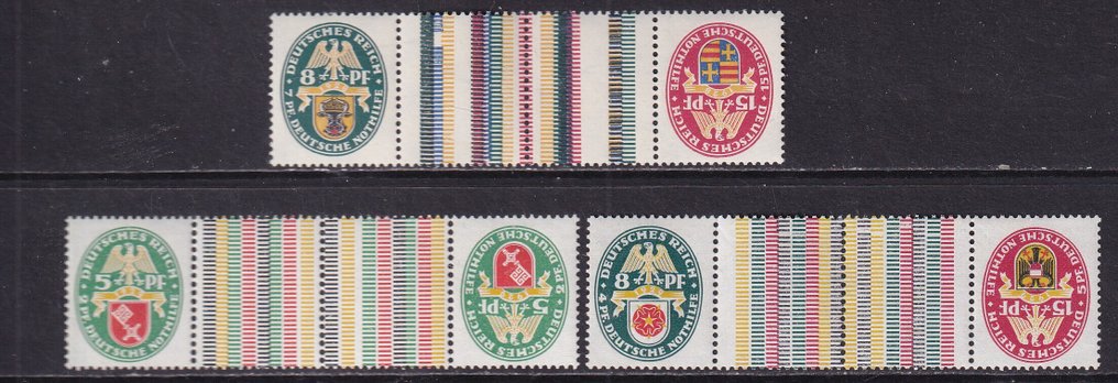 Deutsches Reich 1928/1929 - Composite prints from H sheets and MHB. - Michel: KZ10.13,15,W34/w36,S50/53,S72 #1.0