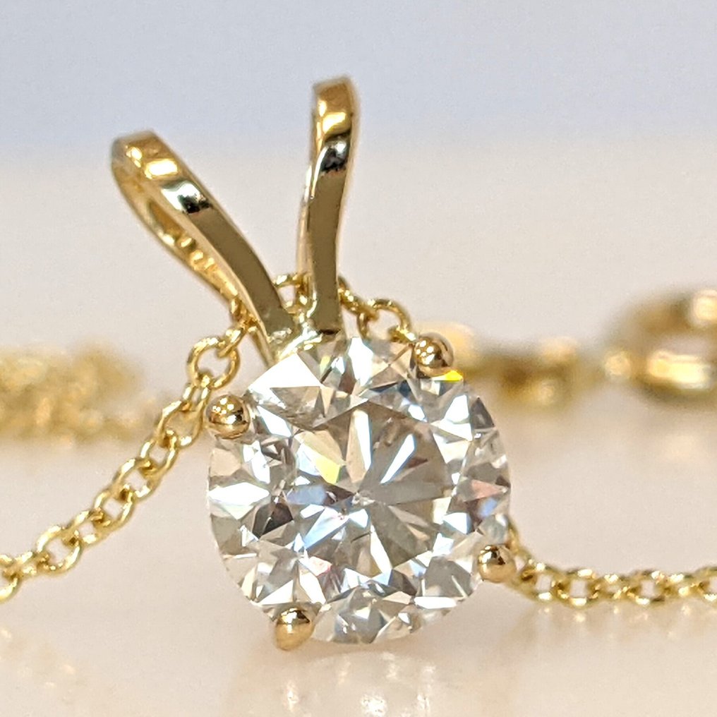 沒有保留價 - 吊墜頸鏈 - 14 克拉 黃金 -  1.02ct. tw. 鉆石 (天然) - GWLab #1.0