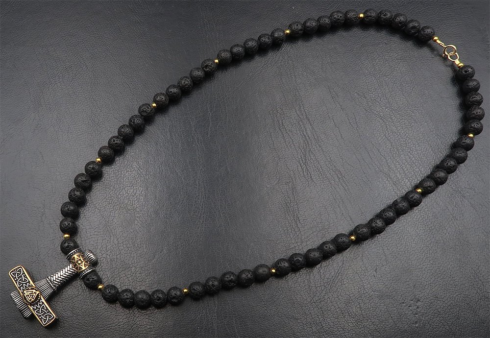 Mjölnir (Thor's Viking Hammer): Lightning Force & Absolute Protection - 14K GF Gold Clasp - Necklace with pendant #4.3