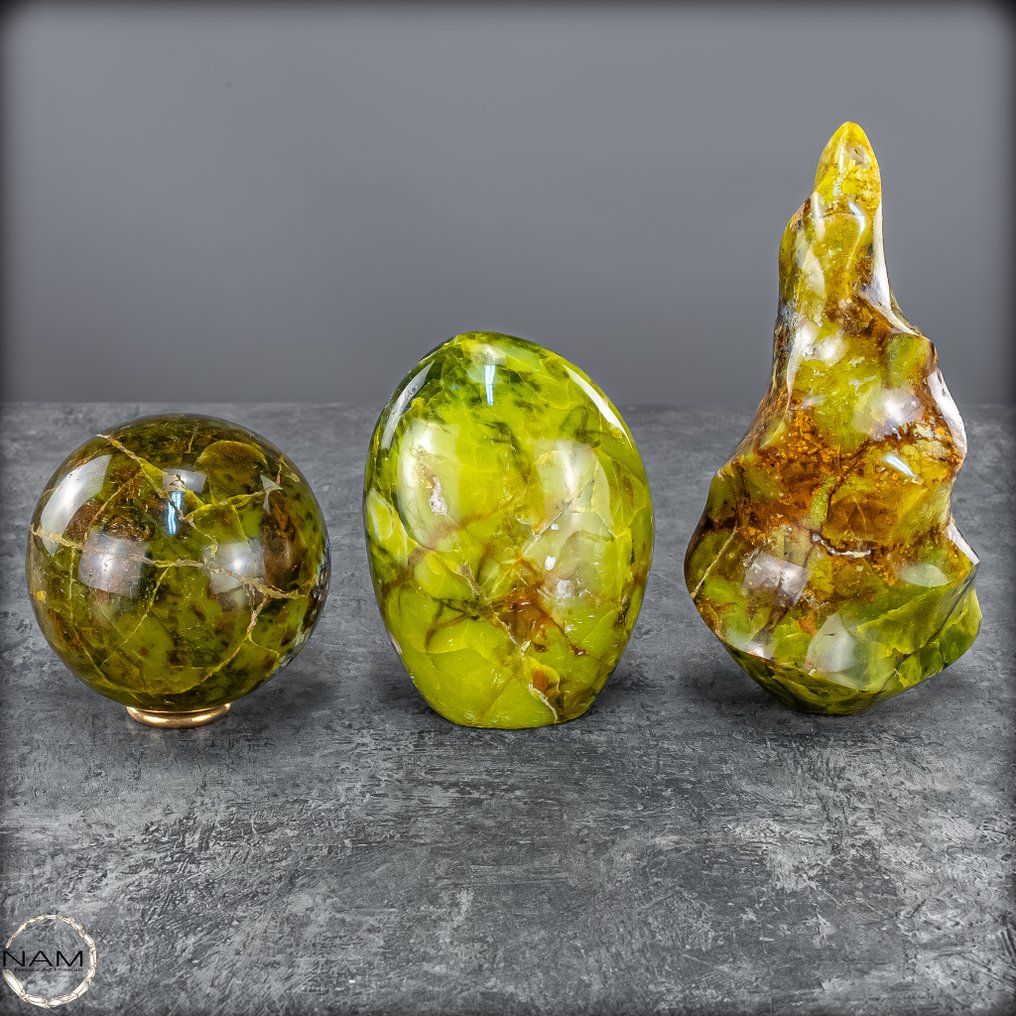 Opale Verde L'armonia del cuore: sfera, fiamma e forma libera in un'eleganza senza tempo- 1624.24 g - (3) #3.2