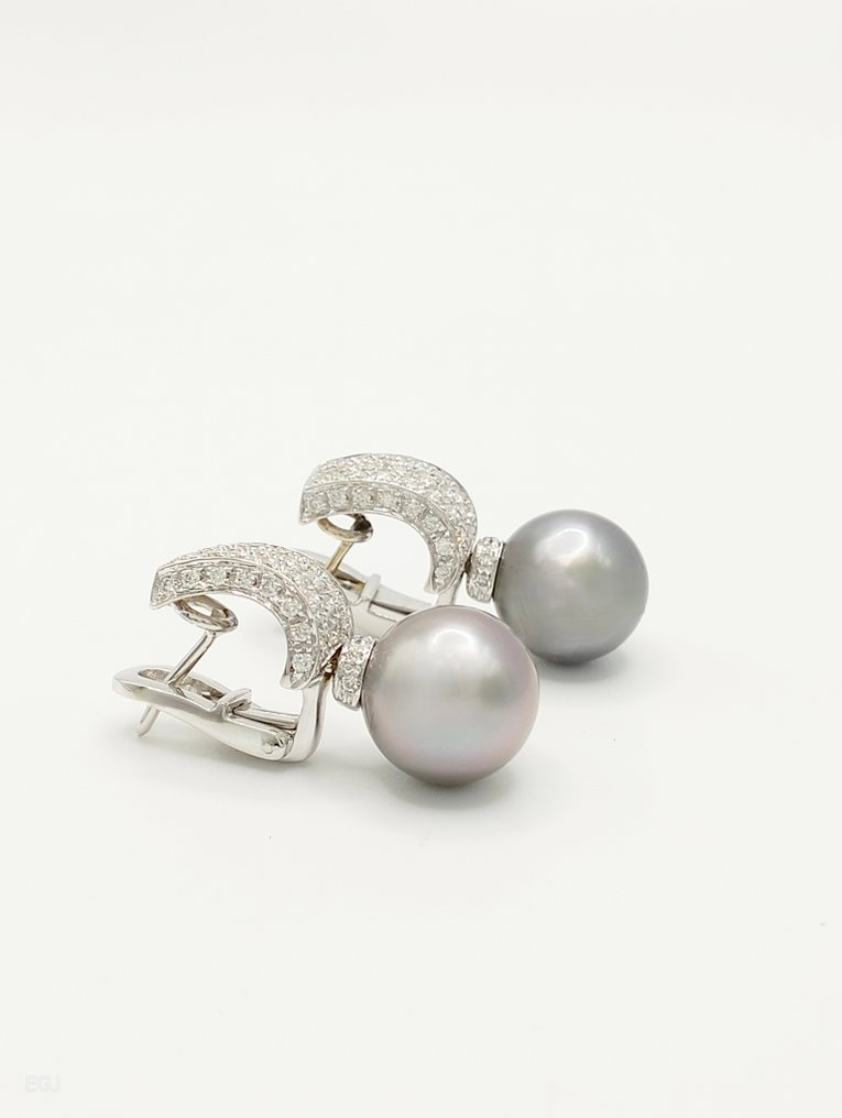 Salvini - 耳环 - 18K包金 白金 珍珠 - 钻石 #1.0