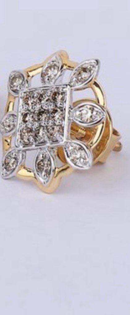 小型钉状耳环 - 14K包金 黄金 -  0.68ct. tw. 钻石 (天然) #4.3