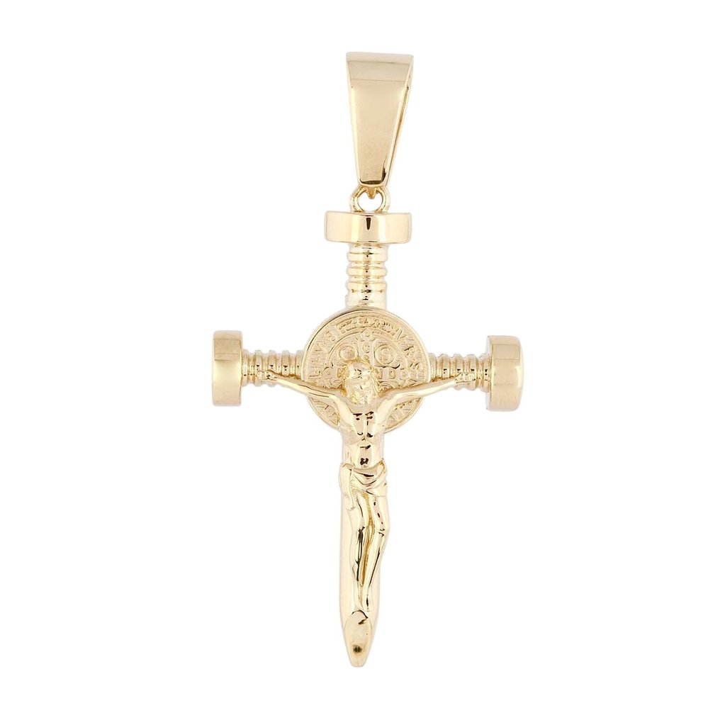 Pendentif en forme de croix - 18 carats Or jaune - Pendentif Hip Hop #1.0
