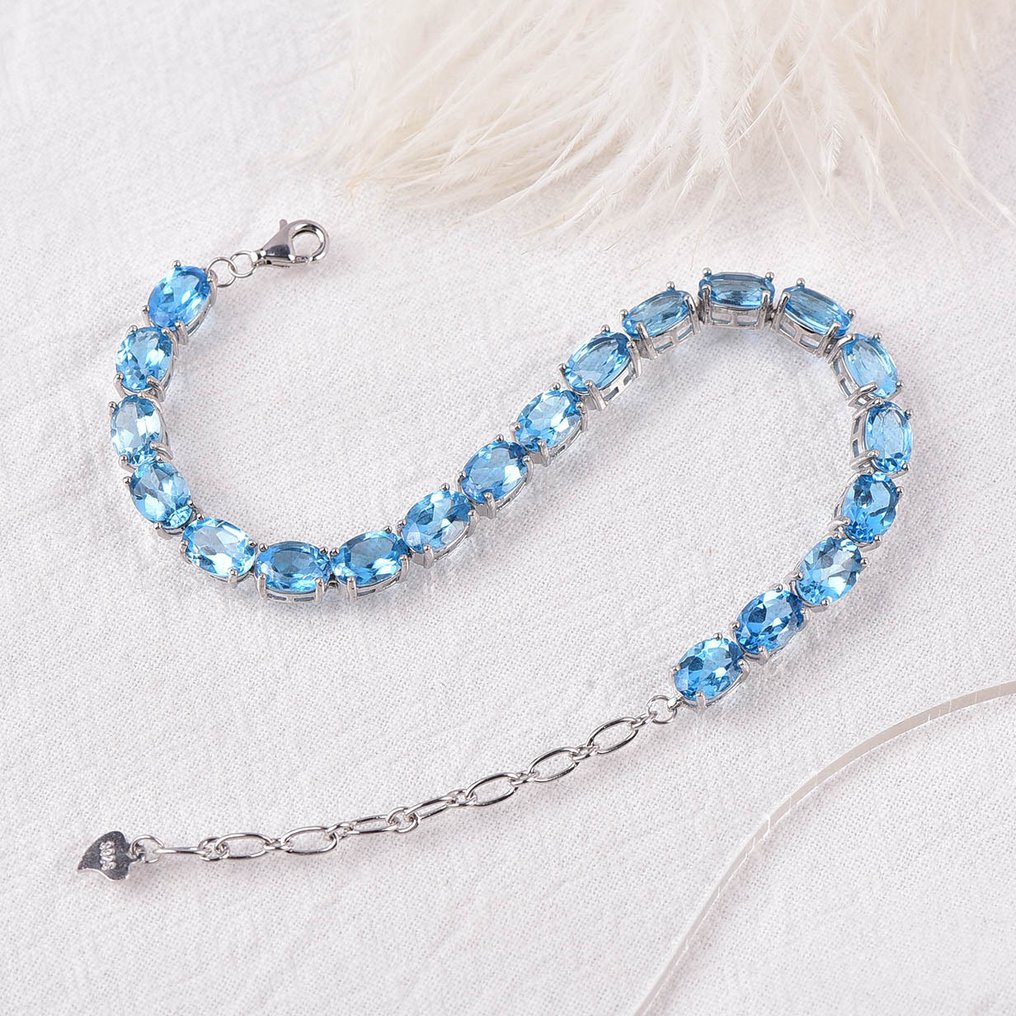 沒有保留價 - 手鈪 銀 - 托帕斯 - 认证 #3.2