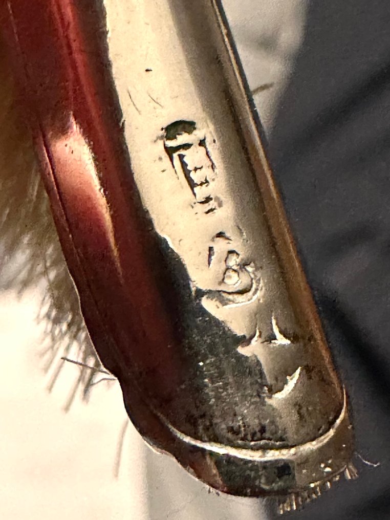 No reserve-Handgemaakte vroeg 18e eeuwse zilveren miniatuur Stoffer - Statuetta in miniatura - Jan Breda Amsterdam 1718-1725 - Argento #4.3