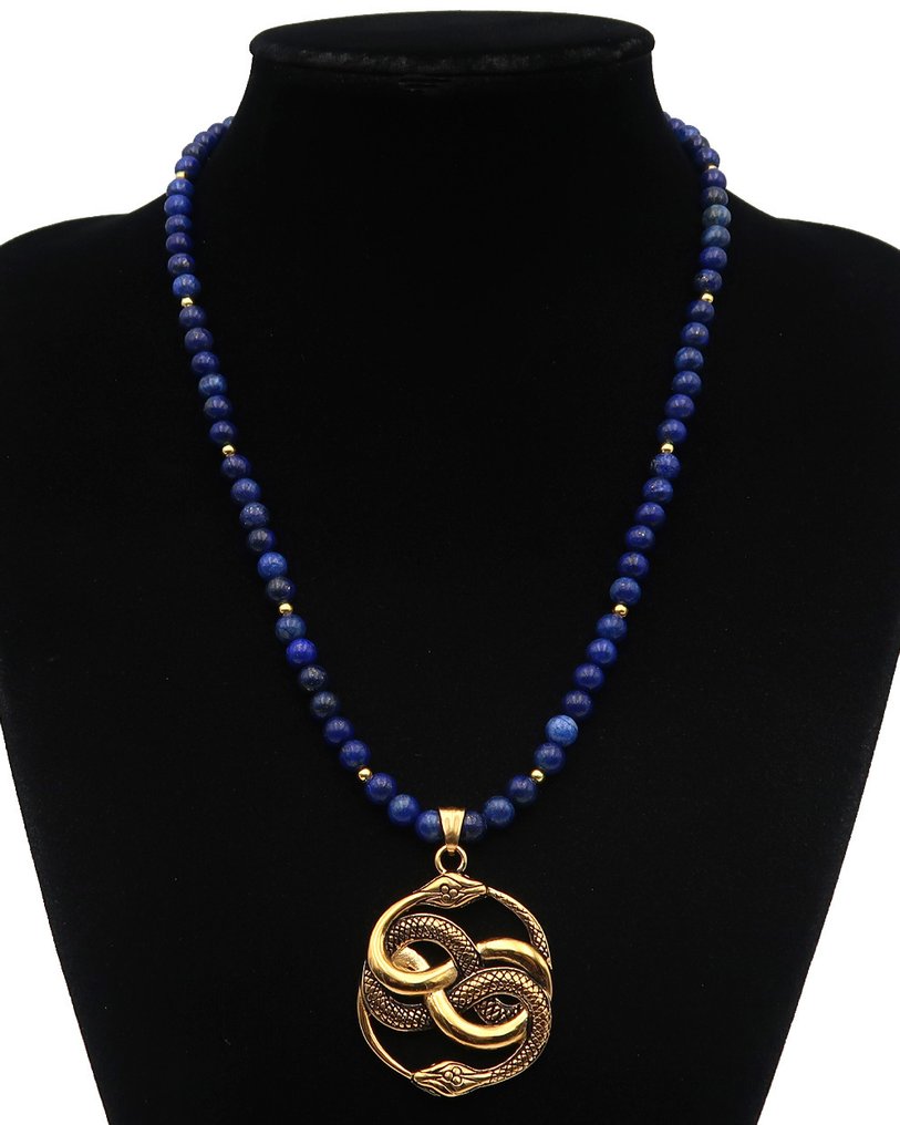 Λάπις λαζούλι - Ταλισμάν του Auryn Divin: Το Σήμα της Τύχης & της Αρμονίας - Κούμπωμα Χρυσού 14K Gold Filled. - Κολιέ με μενταγιόν #1.0