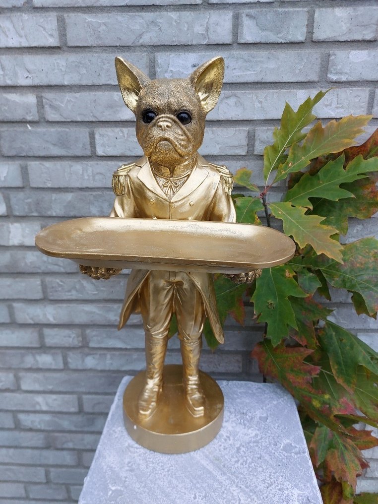 Statue, french buldog as budhler with plateau - 50 cm - højkvalitets polyresin #4.3