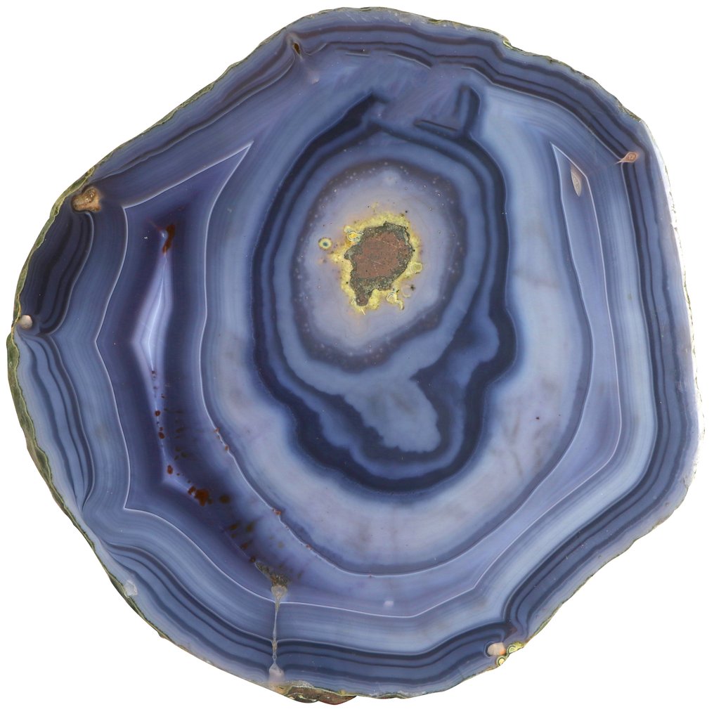 One-of-a-Kind - 'Cookie Monster Smile' - Blue Agate Slice - Slice - 24x24x2 cm- 2.3 kg #1.0