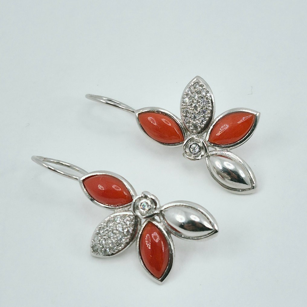 Corallo di sangue - Argento - Orecchini - CORALLO MEDITERRANEO #4.3