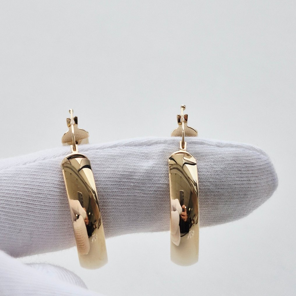 Drop fülbevaló - 14 kt. Sárga arany - Huggie kupola alakú cső #2.1