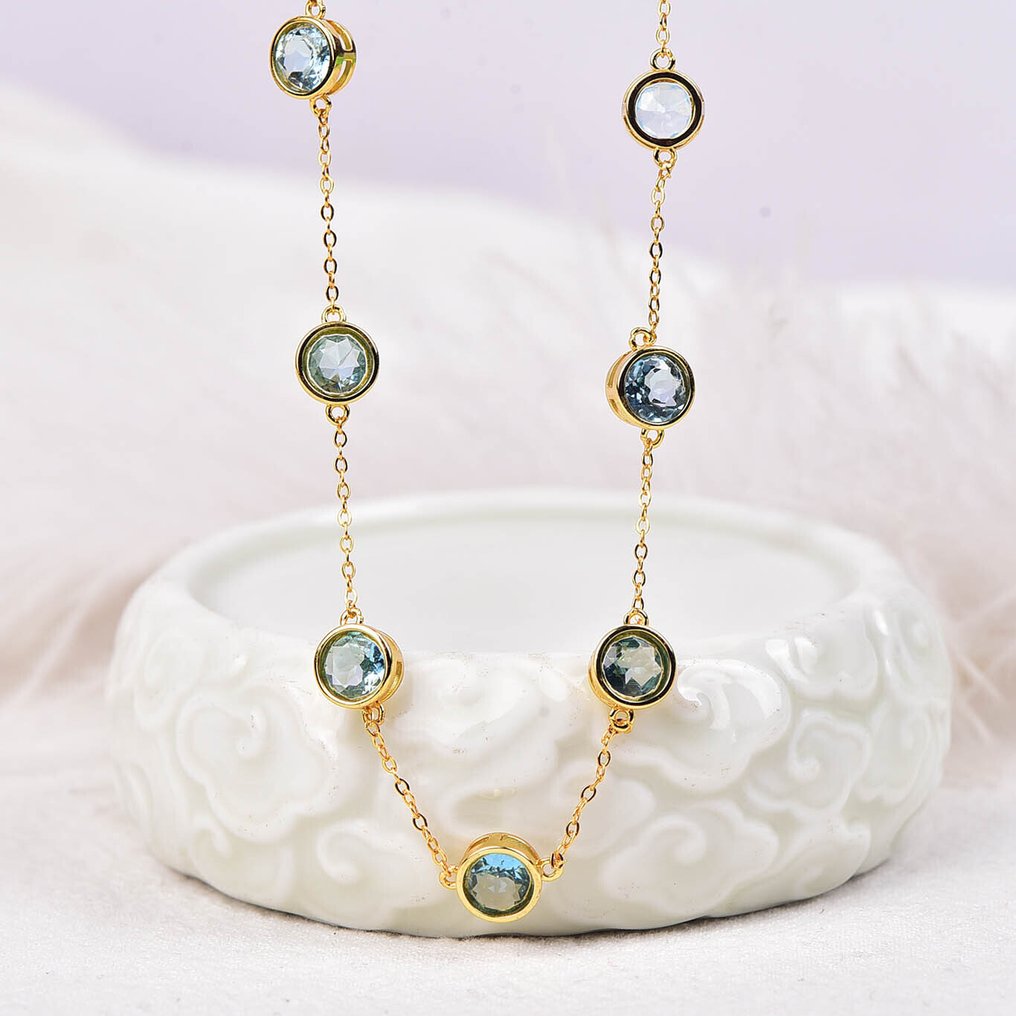 Fără preț de rezervă - Colier Argint - Topaz - Certificat #4.3