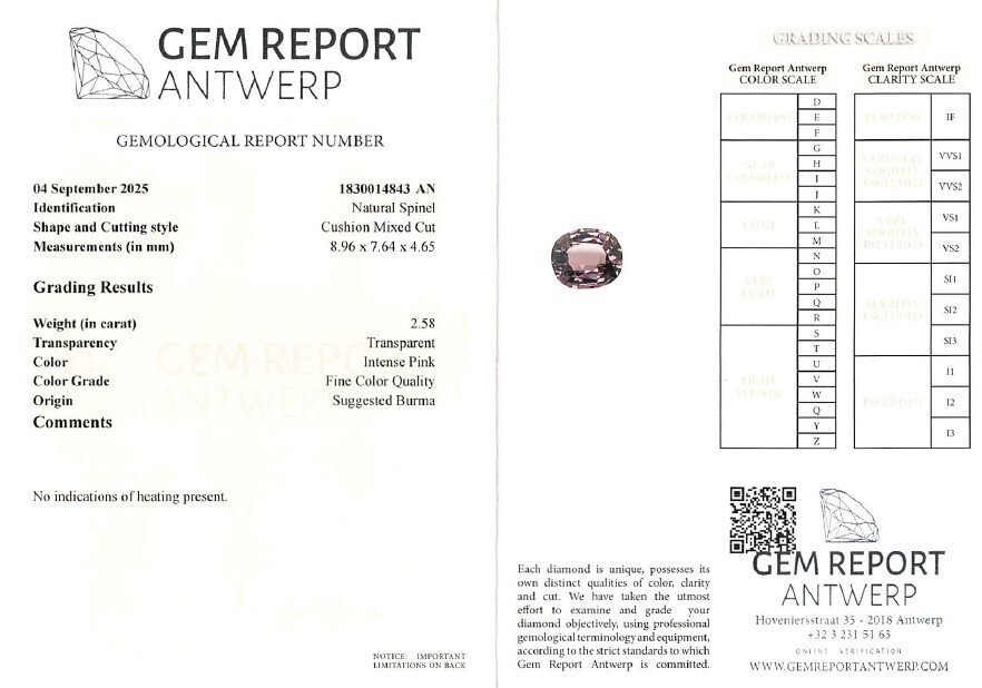 Senza Prezzo di Riserva Spinello - 2.58 ct - Gem Report Antwerp (GRA) - Intense Pink (Burma) #4.3