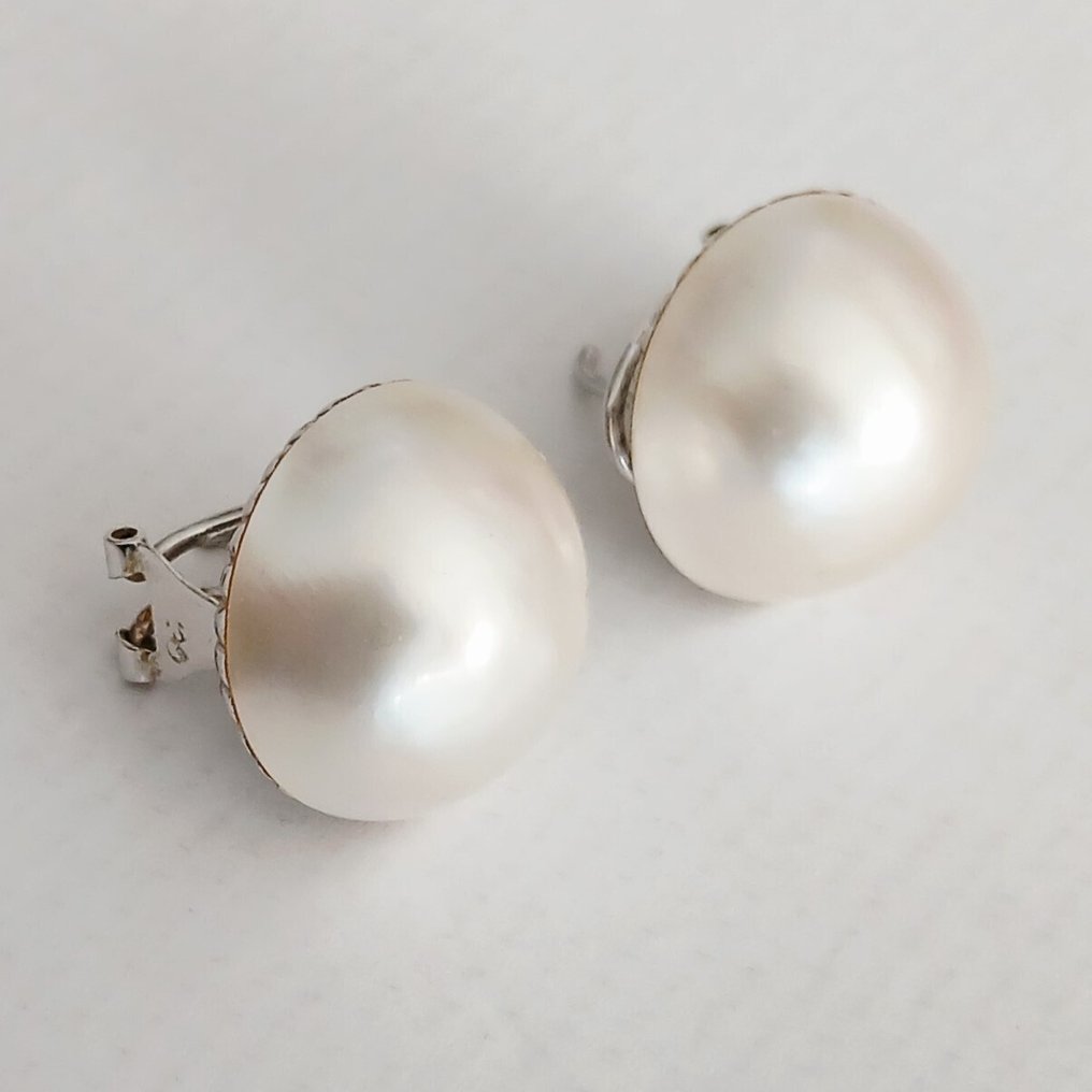 Cercei - 18 ct. Aur alb Perlă #1.0