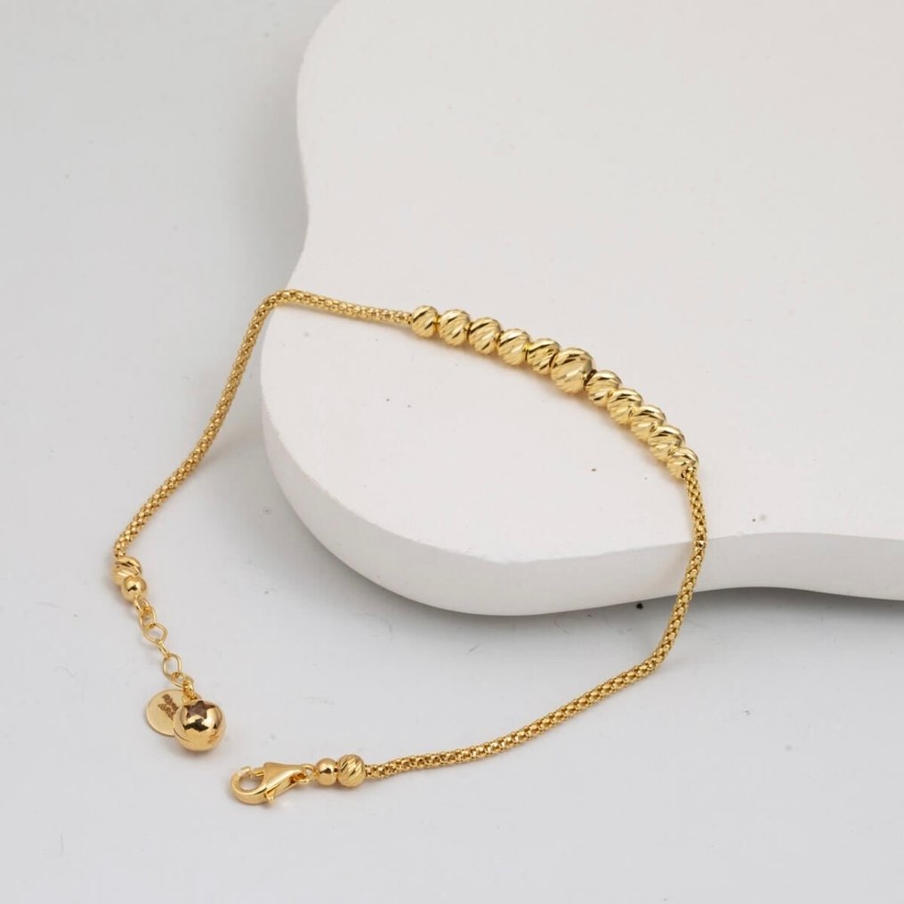 Handmade - Βραχιόλι - 14 καράτια Κίτρινο χρυσό - Popcorn Chain με Dorika #3.2