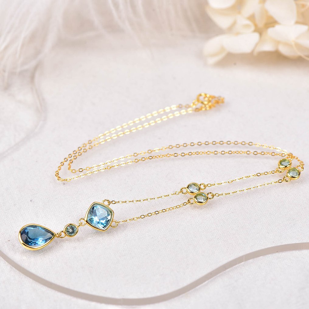 Sem preço de reserva - Colar Prata - Topaz - Certificado #1.0